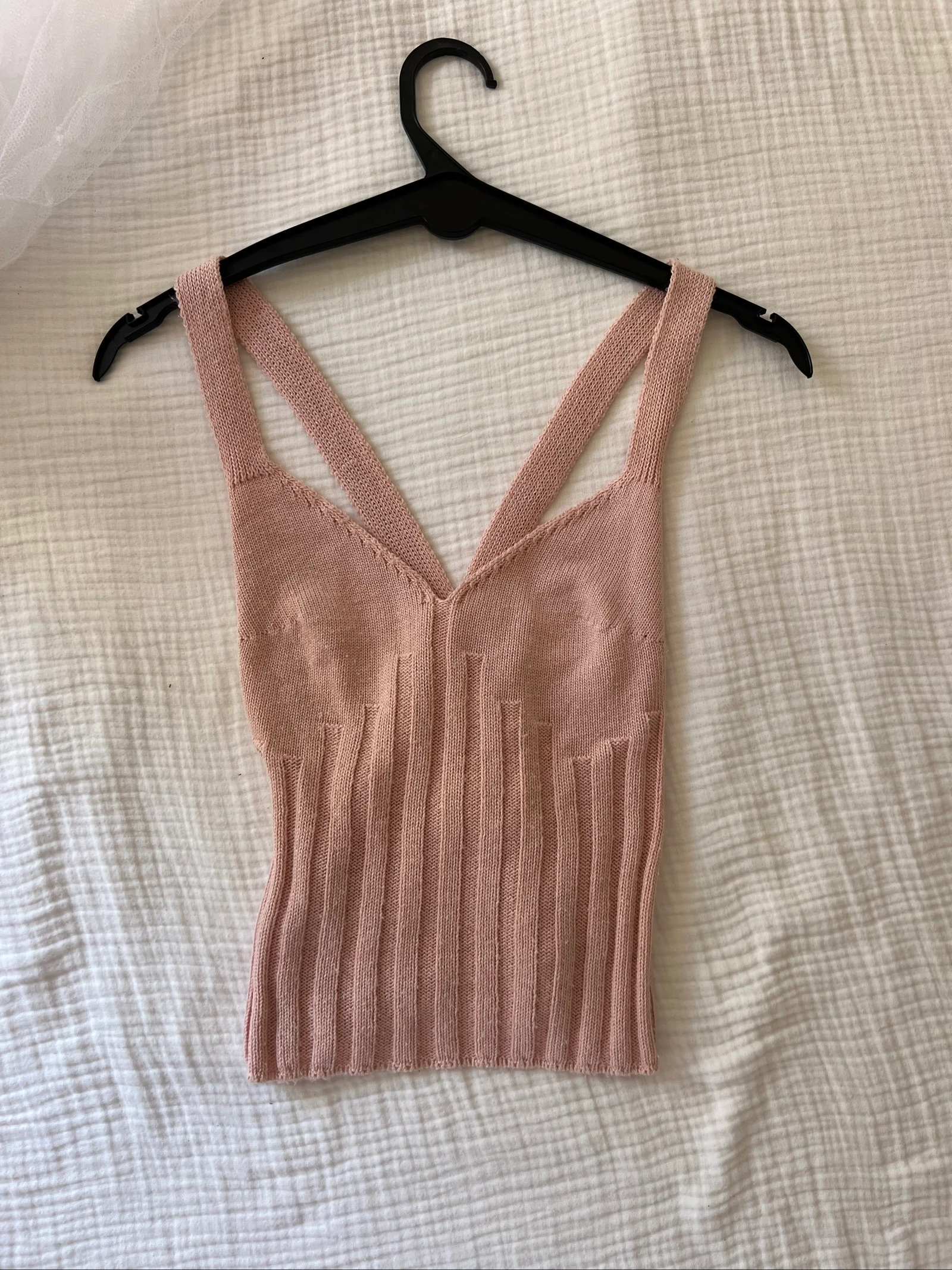 Débardeur rose côtelé 